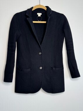 J.Crew Cotton Sweater Blazer Preppy Button Black Stretch Travel Factory Pockets